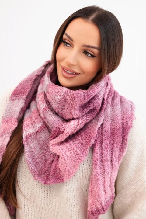 Szalik damski wełniany miękki i ciepły w kolorowe pasy KN19 ciemny różowy