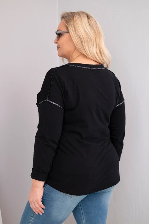 Bluzka damska Plus Size przecierana z napisem Love You More czarna