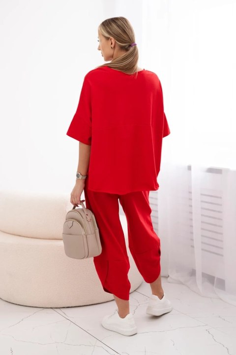 Komplet bawełniany bluzka + spodnie czerwony