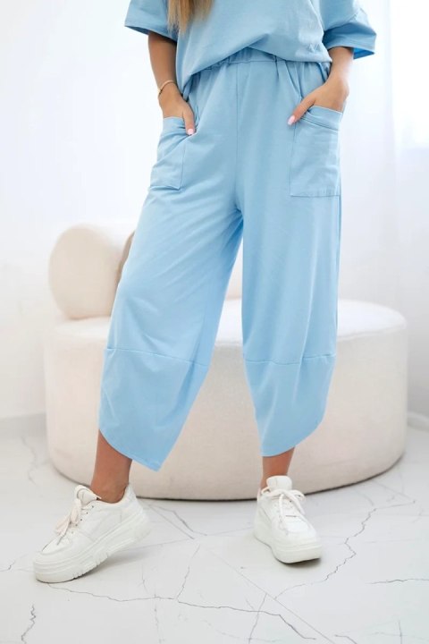 Komplet bawełniany bluzka + spodnie niebieski