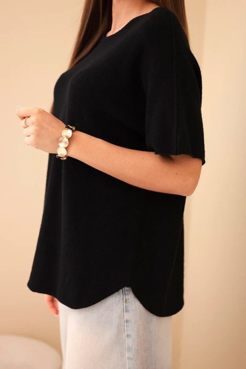 Sweter damski z krótkim rękawem o luźnym kroju czarny