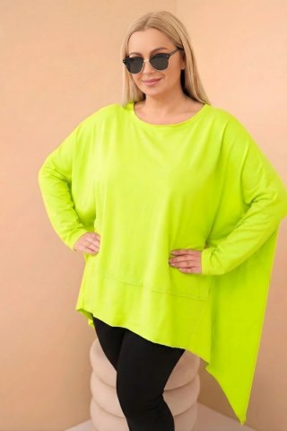 Tunika damska Plus Size z bawełny z asymetrycznym dołem jasno pistacjowa