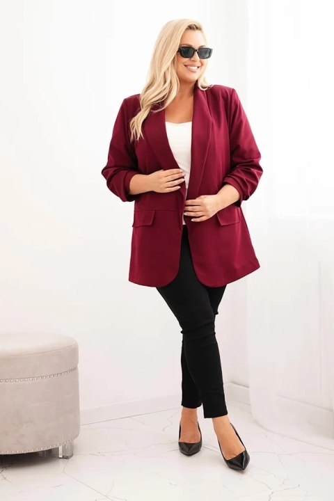 Marynarka damska Plus Size elegancka bordowa