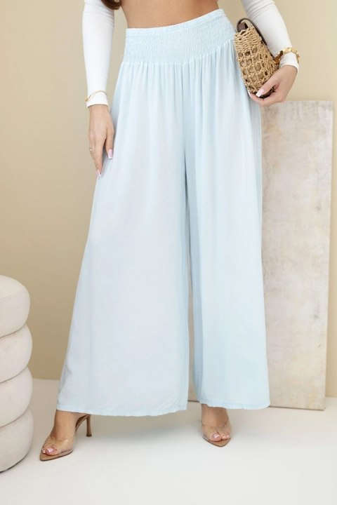Spodnie damskie wiskozowe z elastycznym pasem niebieskie