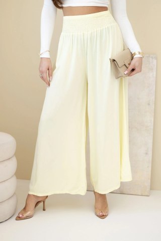 Spodnie damskie wiskozowe z elastycznym pasem żółte