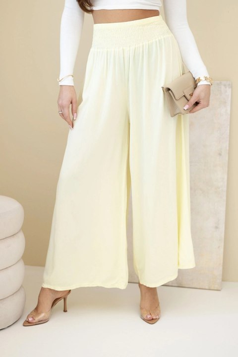 Spodnie damskie wiskozowe z elastycznym pasem żółte