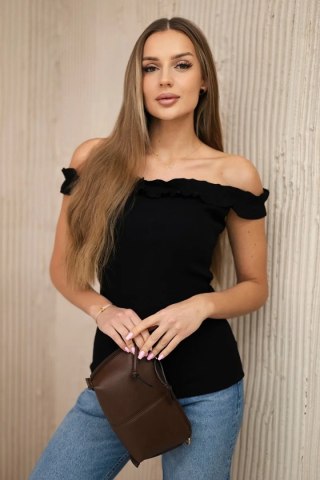 Bluzka hiszpanka z falbankami czarna