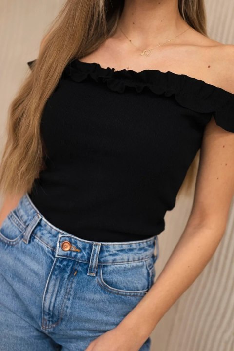 Bluzka hiszpanka z falbankami czarna