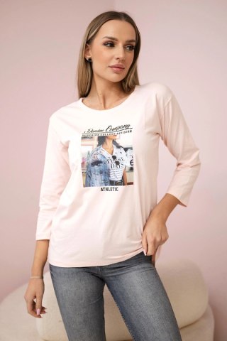 Bluzka z nadrukiem Collage pudrowy róż