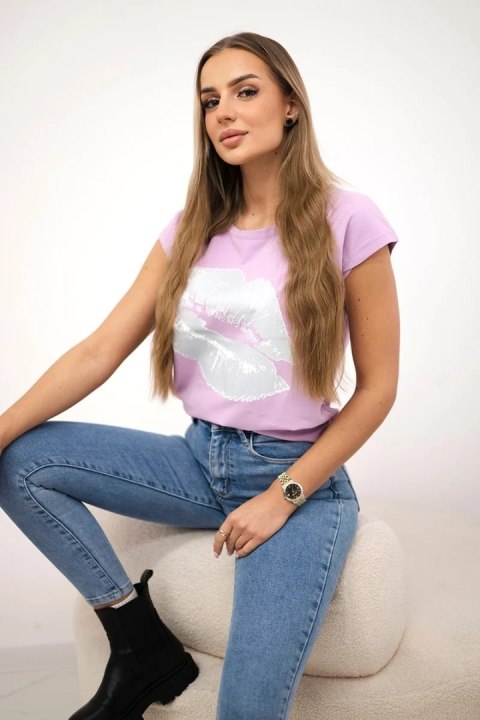 Bluzka z nadrukiem ust fioletowa