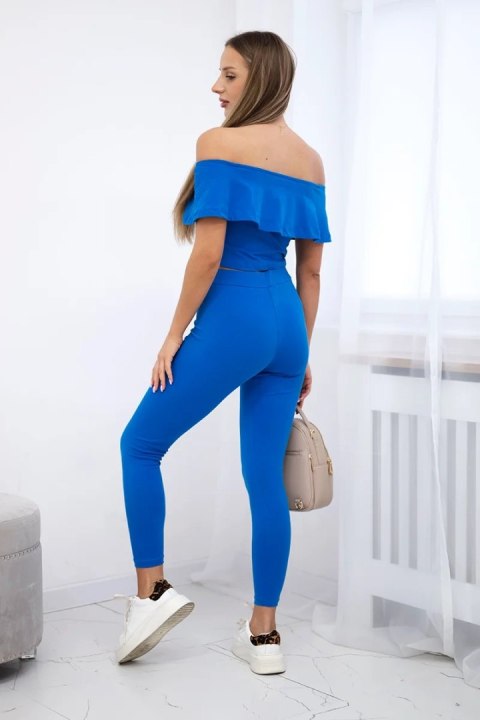 Komplet z falbanką chabrowy