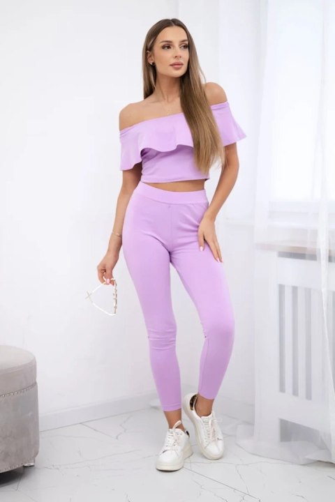 Komplet z falbanką fioletowy