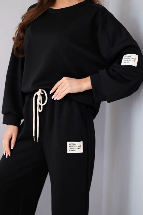 Komplet damski masełko bluza + spodnie czarny