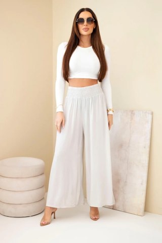 Spodnie damskie wiskozowe z elastycznym pasem beżowe