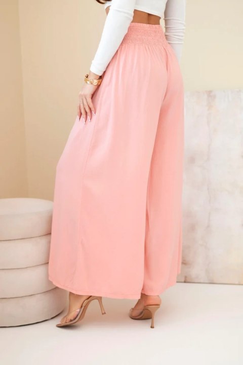 Spodnie damskie wiskozowe z elastycznym pasem morelowe