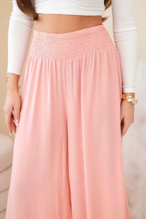 Spodnie damskie wiskozowe z elastycznym pasem morelowe