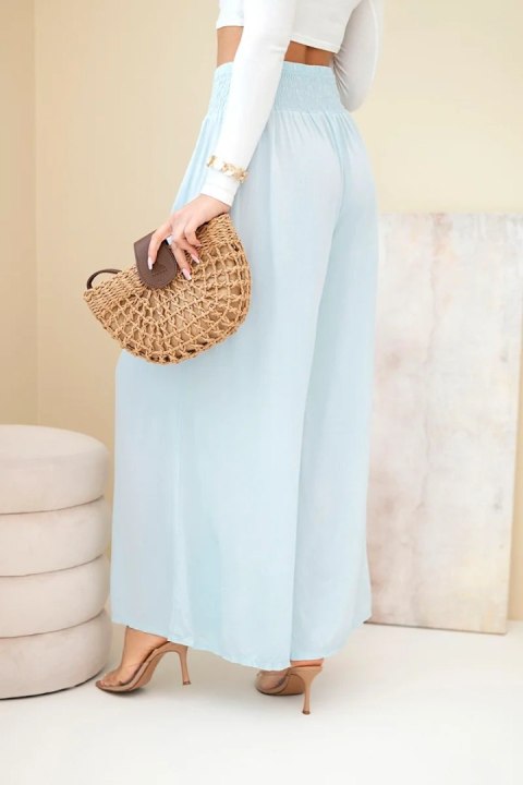 Spodnie damskie wiskozowe z elastycznym pasem niebieskie