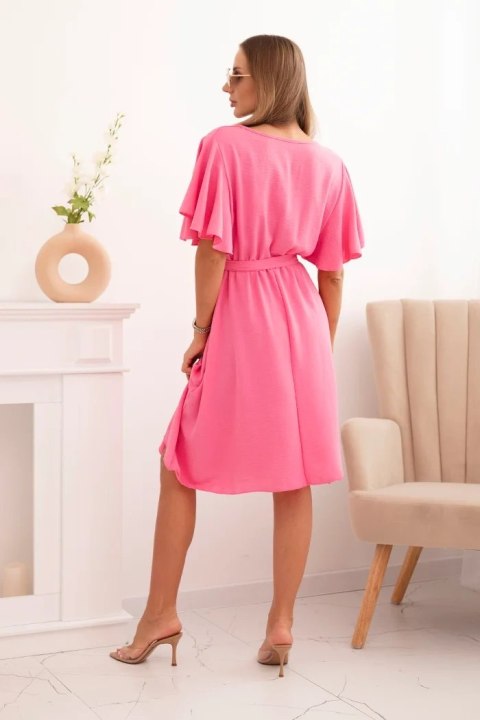 Sukienka z przekładanym dekoltem jasno różowa