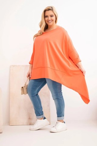 Tunika damska Plus Size z bawełny z asymetrycznym dołem morelowa