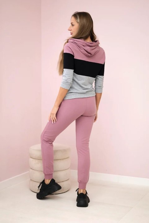 Komplet w kolorowe pasy ciemny różowy+czarny