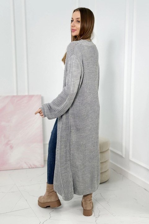 Sweter długi kardigan ciemny szary