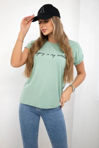 Bluzka Shopping is my cardio ciemno miętowa