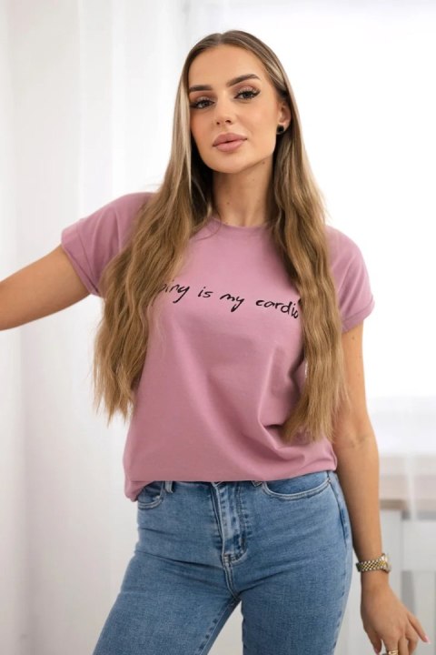 Bluzka Shopping is my cardio ciemno różowa