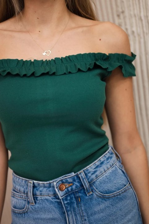 Bluzka hiszpanka z falbankami zielona