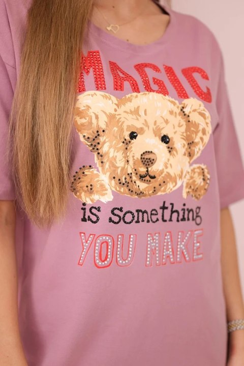 Bluzka z nadrukiem Magic ciemny różowy