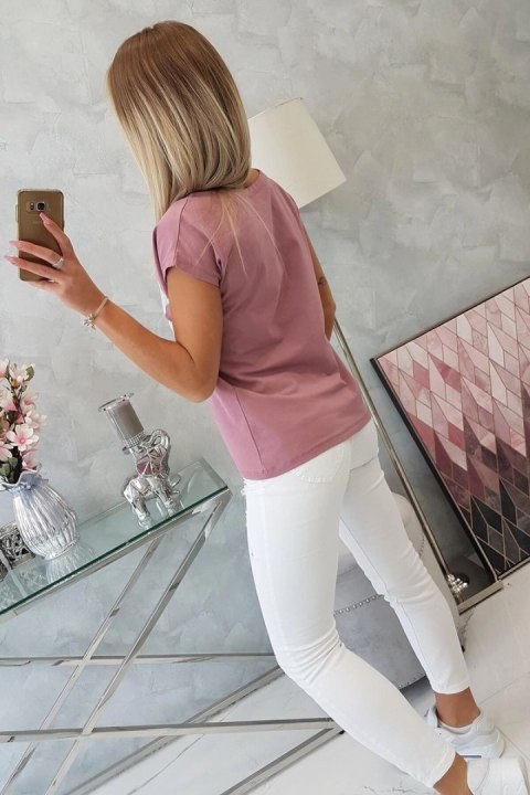 Bluzka z nadrukiem ust ciemno różowa