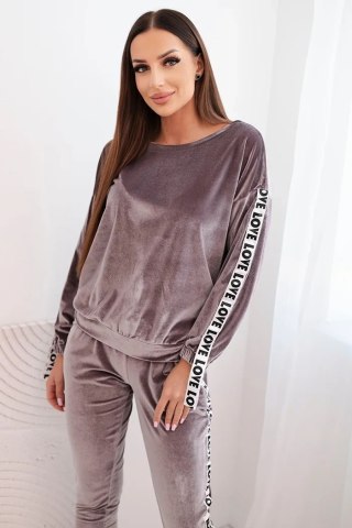 Komplet welurowy Love szary