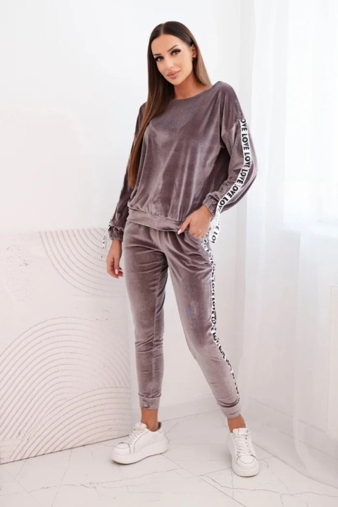 Komplet welurowy Love szary