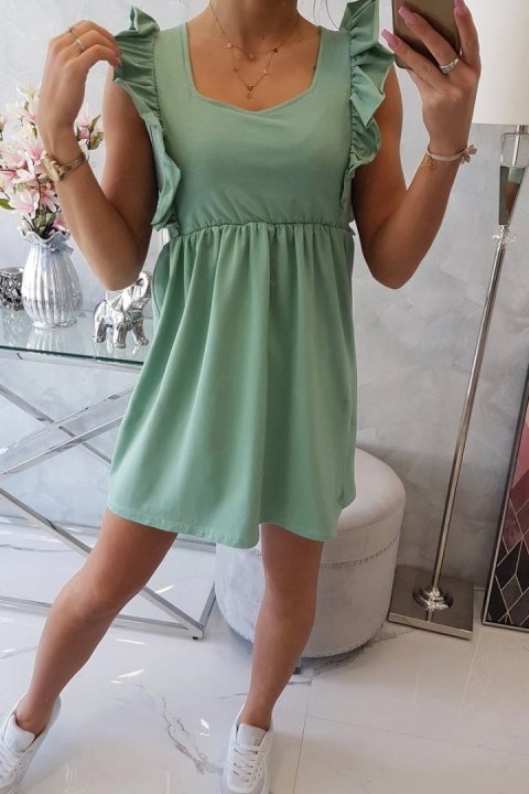 Sukienka z falbankami po bokach ciemno miętowa