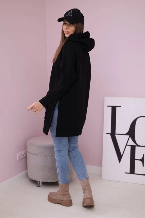 Bluza ocieplana z rozcięciami na bokach czarna