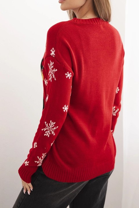 Sweter świąteczny z reniferem czerwony