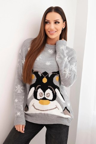 Sweter świąteczny z reniferem szary
