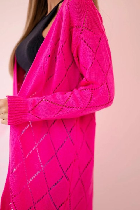 Sweter z geometrycznym wzorem różowy neon