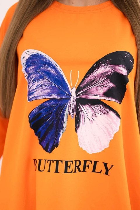 Bluzka z nadrukiem oversize pomarańczowa