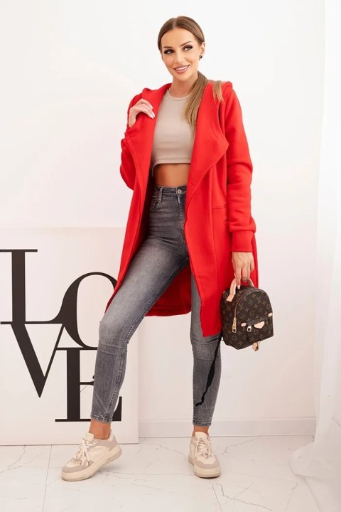 Narzutka ocieplana z kapturem czerwona