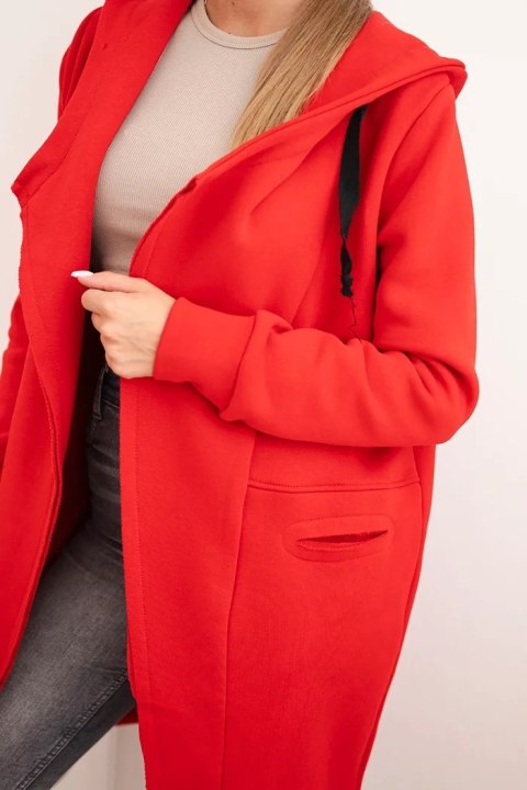 Narzutka ocieplana z kapturem czerwona