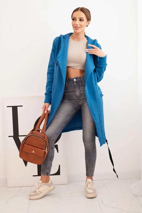 Narzutka ocieplana z kapturem jeansowa