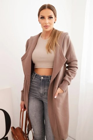 Narzutka ocieplana z kapturem mocca