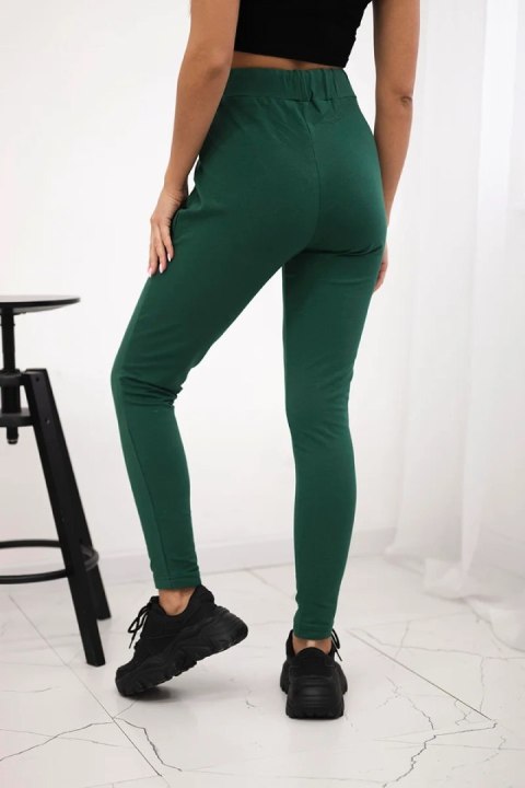 Spodnie dresowe wiązane w pasie ciemno zielone