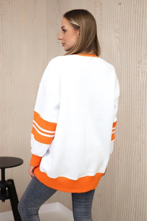 Bluza ocieplana Malibu biały+pomarańczowy